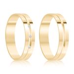 Par Aliança Ouro 10k  Reta  Zircônia   4mm  (801607/1659)