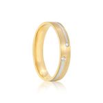 Par Aliança Ouro 10k  Reta  Zircônia  4mm  (801635/1672)