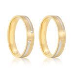Par Aliança Ouro 10k  Reta  Zircônia  4mm  (801635/1672)