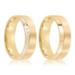 Par Aliança Ouro 10k  Reta  Zircônia  5,7mm  (801629/1669)