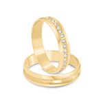 Par Aliança Ouro 10k  Côncavo  Zircônia  4mm  (801625/1667)