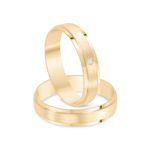 Par Aliança Ouro 10k  Reta  Zircônia  4mm  (801587/1649)