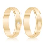Par Aliança Ouro 10k  Reta  Zircônia  4mm  (801587/1649)