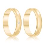 Par Aliança Ouro 10k  Côncavo  Zircônia  4mm  (801591/1651)