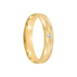 Aliança Ouro 18k Individual Abaulada 4mm Diamante 2 pts  (801992/801993)