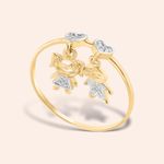 Anel Ouro 18k Menina e Menino Diamante 4 pontos 312056
