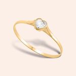 Anel Ouro 18k Infantil Coração Zircônia 309037
