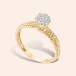 Anel Ouro 18K Chuveiro Diamante 19 Pontos 309388