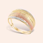 Anel Ouro 18K Abaulado Tricolor 310129