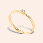 Anel Ouro 18K Solitário Diamante 4 pontos Coleção RV