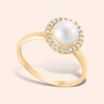 Anel Ouro 18k Pérola Zircônia 311387