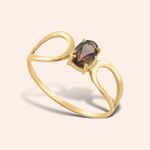 Anel Ouro 18k Quartzo Fumê