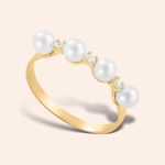 Anel Ouro 18k Pérola Zircônia