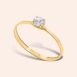 Anel Ouro 18k Solitário Zircônia 312912