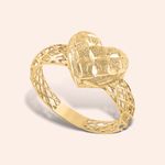 Anel Ouro 18k Coração Diamantado 313041