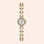 Relógio Seculus Mini Cerâmica Dourado e Branco com Cristais 77294LPSVDQ1