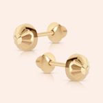 Brinco Ouro 18K Infantil Bola Diamantado 103061