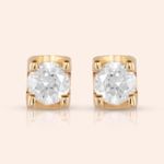Brinco Ouro 18k Infantil Diamante 4 Pontos 103519