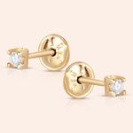 Brinco Ouro 18k Infantil Diamante 4 Pontos 103519