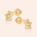 Brinco Ouro 18K Estrela Zircônia 103822