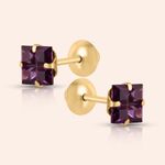 Brinco Ouro 18k Quadrado Zircônia 104456