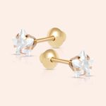 Brinco Ouro 18K Infantil Estrela Zircônia 104708