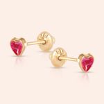 Brinco Ouro 18K Infantil Coração 3mm 104729
