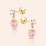 Brinco Ouro 18K Infantil Coração Zircônia 4mm 104734