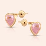 Brinco Ouro 18K Coração Zircônia 6mm 104740