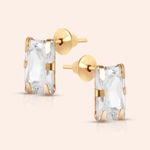 Brinco Ouro 18K Retangular Zircônia 104802