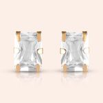Brinco Ouro 18K Retangular Zircônia 104802