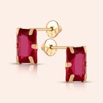 Brinco Ouro 18K Retangular Zircônia 104802