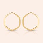 Brinco Ouro 18K Argola Sextavada 105145