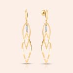 Brinco Ouro 18K Navete Diamante 6 Pontos 110105