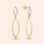 Brinco Ouro 18K Navete Diamante 1 Ponto 110195