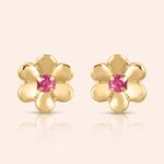 Brinco Ouro 18K Flor Zircônia 110705