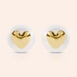 Brinco Ouro 18k Pérola Coração 110736