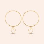 Brinco Ouro 18k Argola Coração 113637