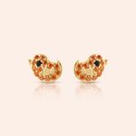 Brinco Ouro 18k Infantil Pássaro Zircônia 115957