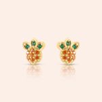 Brinco Ouro 18k Infantil Abacaxi Zircônia 115956