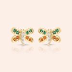 Brinco Ouro 18k Infantil Borboleta Zircônia 115833