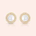 Brinco Ouro 18k Pérola Zircônia 114595