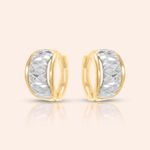 Brinco Ouro 18K Argola Trava Diamantado 112824