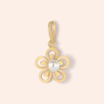 Pingente Ouro 18k Flor com Pérola 513435