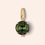 Pingente Ouro 18k  Turmalina Verde Lapidação Ilusion e Diamantes 517222