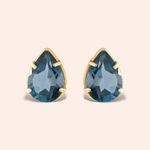 Brinco Ouro 18k Topázio Azul Gota 113543