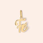 Pingente Ouro 18k  Escrita Fé 517813