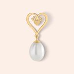 Pingente Ouro 18k Pérola Biwa Coração Vazado 513690