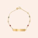 Pulseira Ouro 18k Infantil Chapa Zircônia 1900127