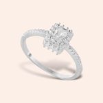 Conjunto Prata Retângular Zircônia Branca 3100873